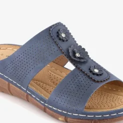 Natuform Dames slippers met sleehak blauw Best