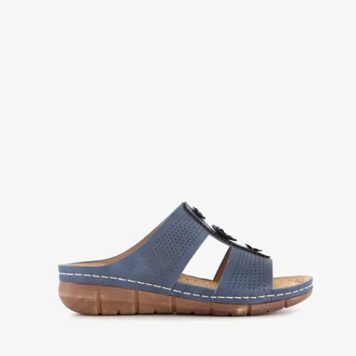Natuform Dames slippers met sleehak blauw Best