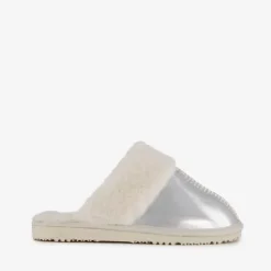 Thu!s Dames sloffen met imitatiebont zilver Discount