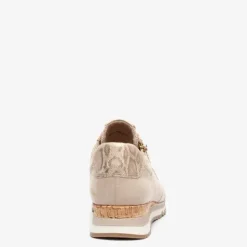 Nova Dames sneakers met slangenprint beige Discount