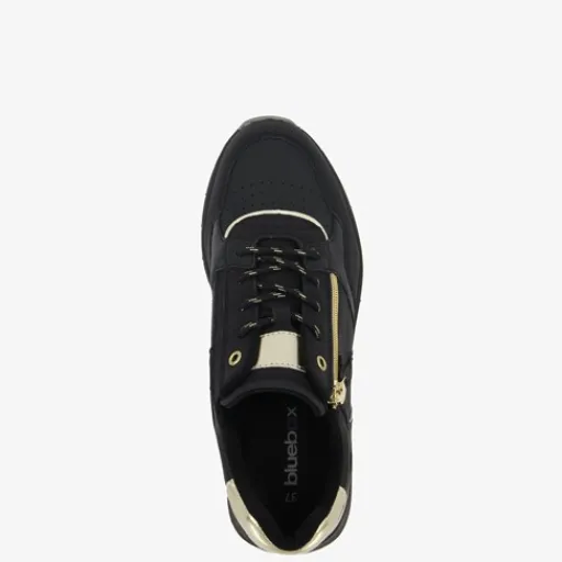 Blue Box Dames sneakers zwart metallic goud