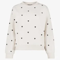 TwoDay Dames sweater beige met hartjes New