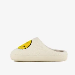 Thu!s Dames teddy pantoffels met smiley wit Best