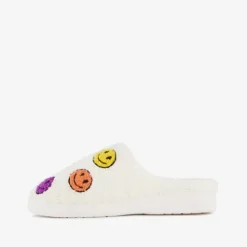 Thu!s Dames teddy pantoffels met smileys beige Discount