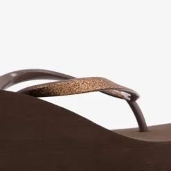 Blue Box Dames teenslippers met sleehak bruin Clearance