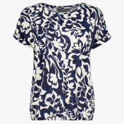 TwoDay Dames top met bloemenprint beige blauw
