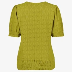 TwoDay Dames top met broderie groen New