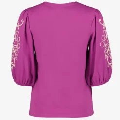 TwoDay Dames top met geborduude mouwen paars Hot