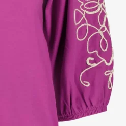 TwoDay Dames top met geborduude mouwen paars Hot