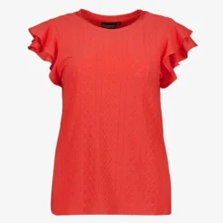 TwoDay Dames top met ruches koraal roze