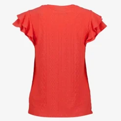 TwoDay Dames top met ruches koraal roze