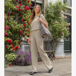 TwoDay Dames top met structuur in stof beige Online