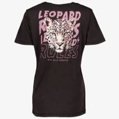 TwoDay Dames T-shirt acid wash zwart met backprint