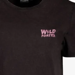 TwoDay Dames T-shirt acid wash zwart met backprint