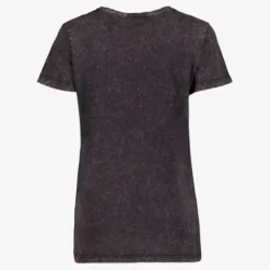 TwoDay Dames T-shirt acid wash zwart met witte opdruk Discount