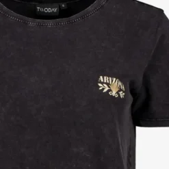 TwoDay Dames T-shirt met acid wash en backprint zwart Discount