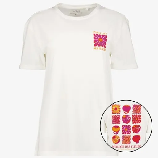 TwoDay Dames T-shirt met backprint bloem wit Online