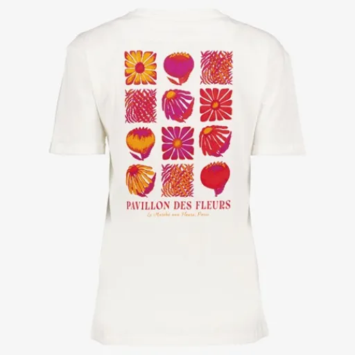 TwoDay Dames T-shirt met backprint bloem wit Online