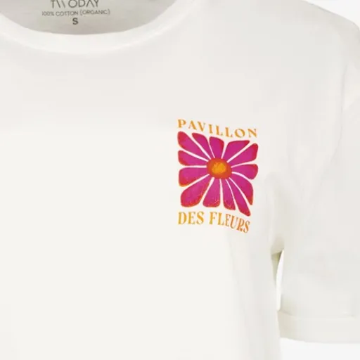 TwoDay Dames T-shirt met backprint bloem wit Online