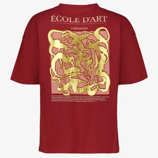 TwoDay Dames T-shirt met backprint bordeauxrood New