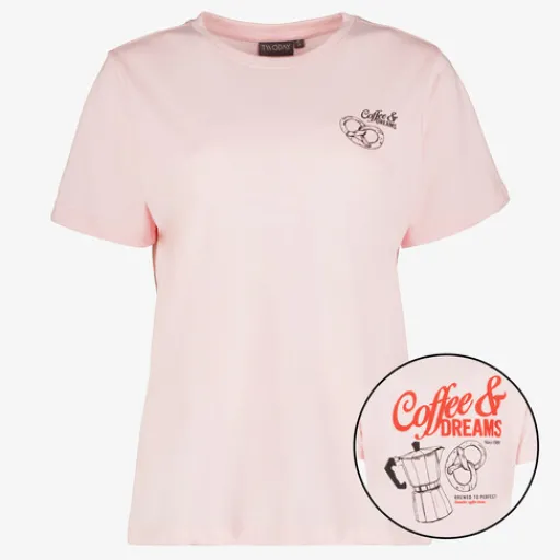 TwoDay Dames T-shirt met backprint roze Discount