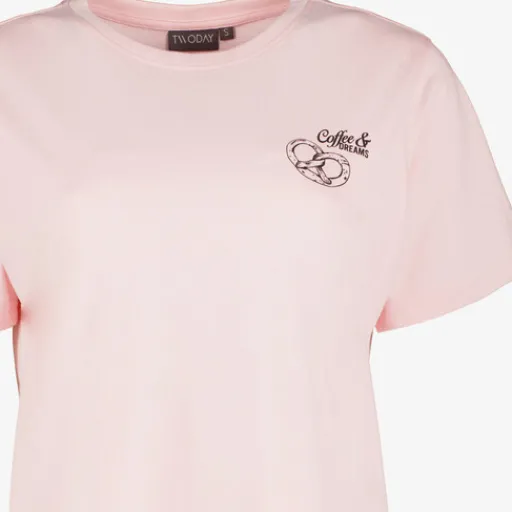 TwoDay Dames T-shirt met backprint roze Discount