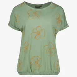 TwoDay Dames T-shirt met bloemenprint groen Sale