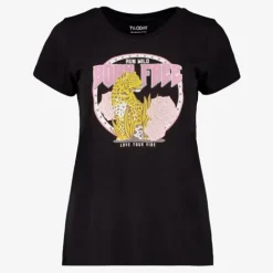 TwoDay Dames T-shirt met luipaard zwart Clearance