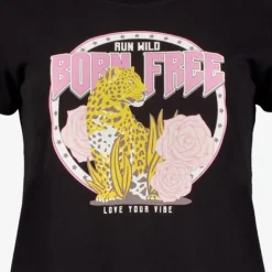 TwoDay Dames T-shirt met luipaard zwart Clearance