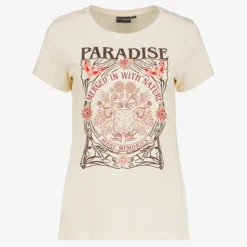 TwoDay Dames T-shirt met opdruk beige Hot
