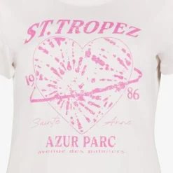 TwoDay Dames T-shirt met opdruk wit roze Hot