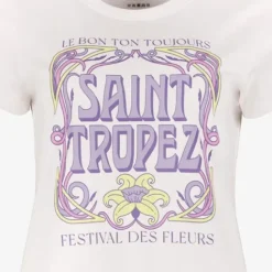 TwoDay Dames T-shirt met opdruk wit lila New