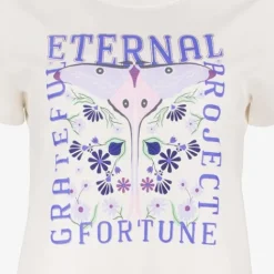 TwoDay Dames T-shirt met paarse print wit Clearance