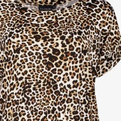 TwoDay Dames T-shirt met panterprint bruin Hot