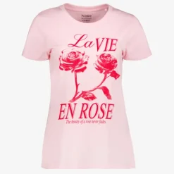 TwoDay Dames T-shirt met rozen roze New