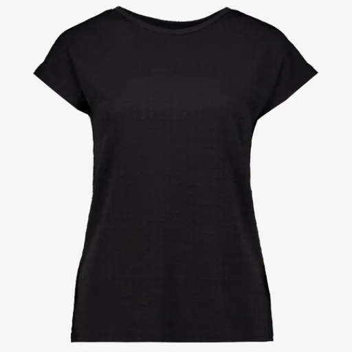 TwoDay Dames T-shirt met structuur zwart Sale