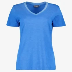 TwoDay Dames T-shirt met V-hals glitters blauw Online