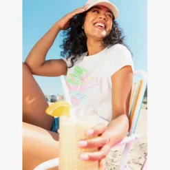 TwoDay Dames T-shirt met zomerse opdruk wit Discount