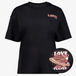 TwoDay Dames T-shit met backprint zwart roze Discount