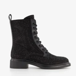 Blue Box Dames veterboots met strass steentjes Sale