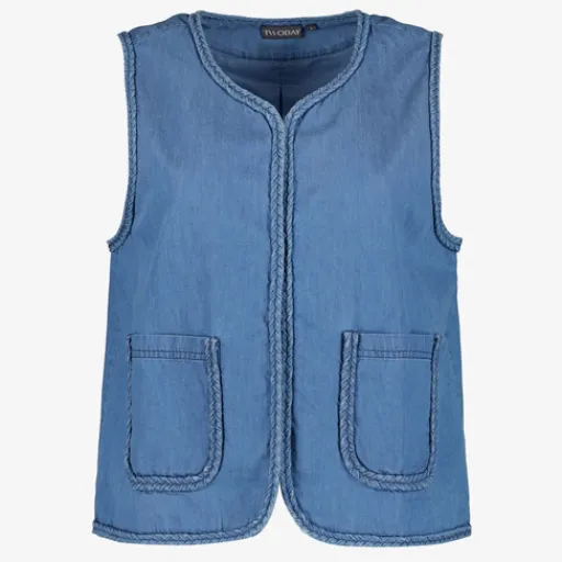 TwoDay Denim dames gilet blauw Clearance