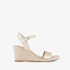Tamaris Espadrilles met sleehak metallic goud Hot