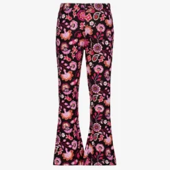 TwoDay Flared meisjes broek met bloemen zwart roze Sale