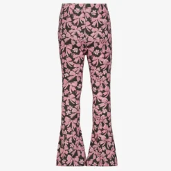 TwoDay Flared meisjes broek met bloemenprint roze zwart New
