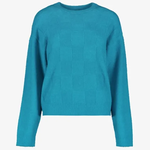 TwoDay Geblokte dames trui blauw