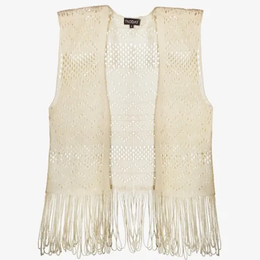 TwoDay Gebreide dames gilet beige Discount