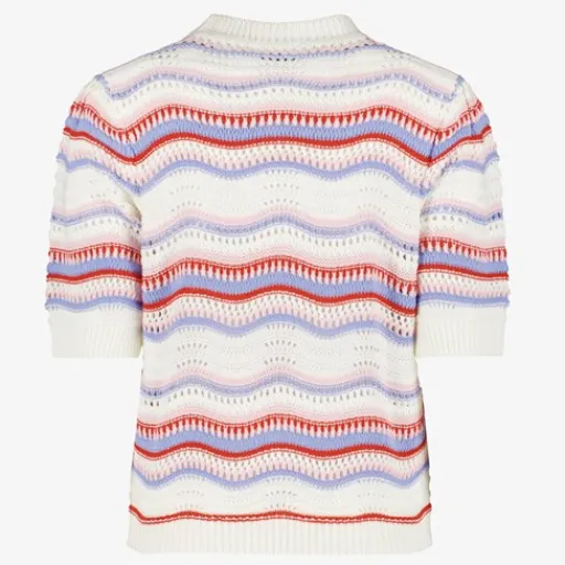 TwoDay Gebreide dames trui gestreept wit Best