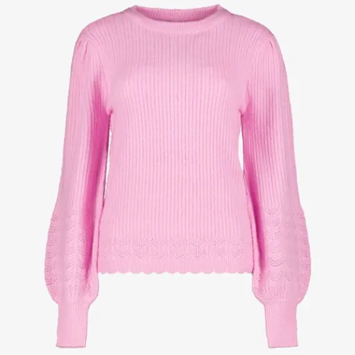 TwoDay Gebreide dames trui met ballonmouwen roze Discount