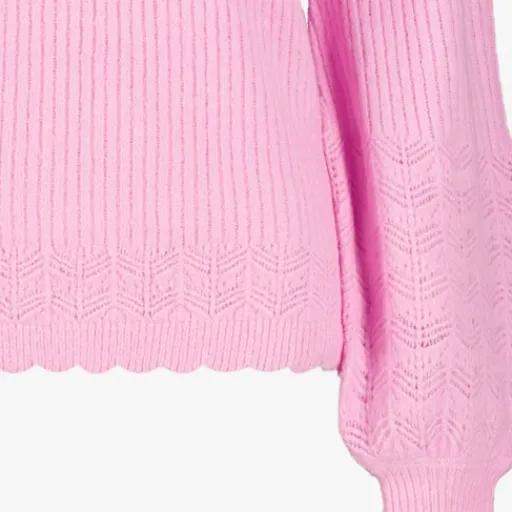 TwoDay Gebreide dames trui met ballonmouwen roze Discount