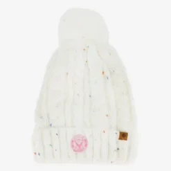 Scapino Gebreide meisjes muts met pompon wit Outlet